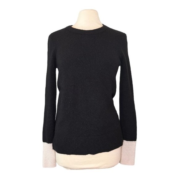 MADEWELL Black White Merino Alpaca Blend Pullover Sweater Womens Medium - Picture 2 of 4